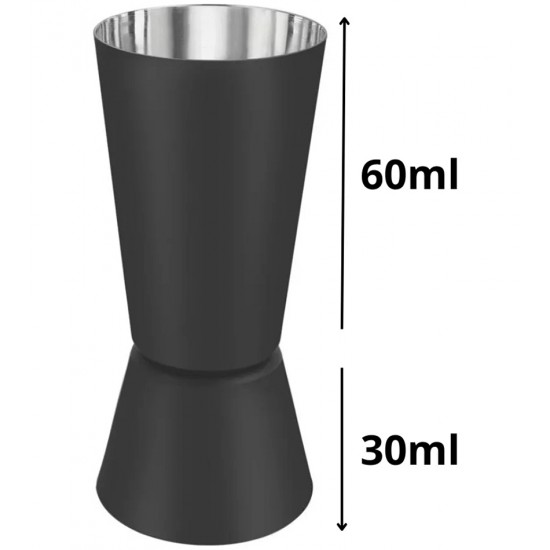 Dosador 30/60ml Duplo De Inox Manhattan Preto